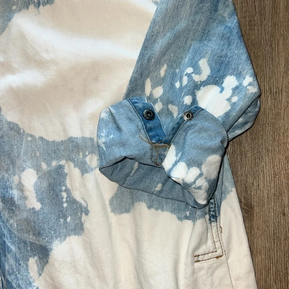 EASEL Long Sleeve Oversized Washed Denim Shirt Dress / Jacket sz S - Picture 6 of 15